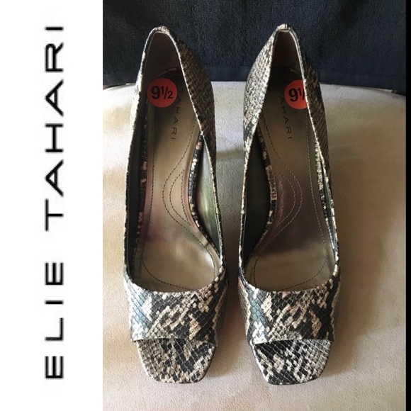 Elie Tahari Shoes - Elie TAHARI Open Toe Snakeskin Heel